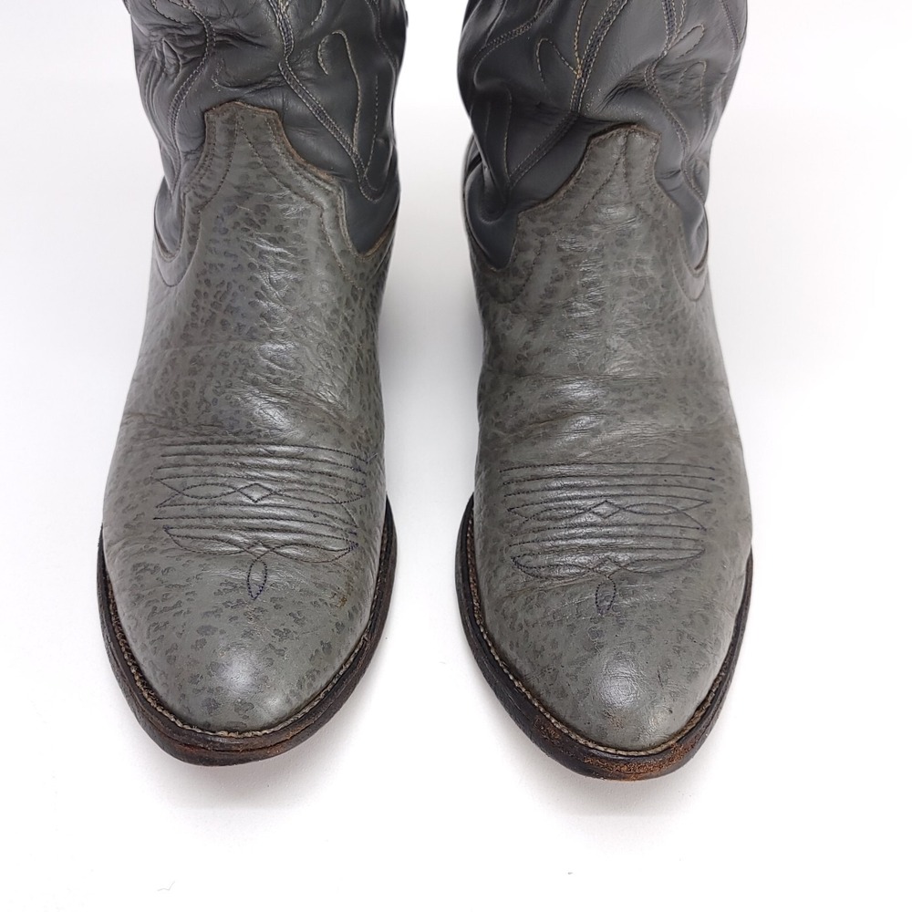 Vintage Biltrite Gray Leather Western Cowboy Boots Men's 9 D Boot Country Rodeo - Picture 4 of 9